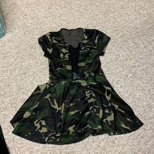 Camo see through front piece and back piece dress